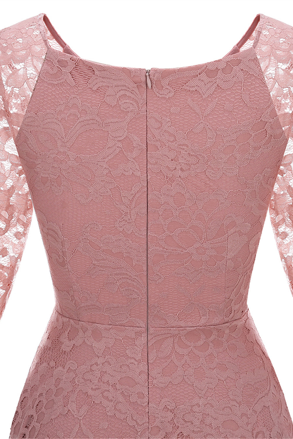 Blush V-Neck 3/4 Mangas Vestido de festa de renda