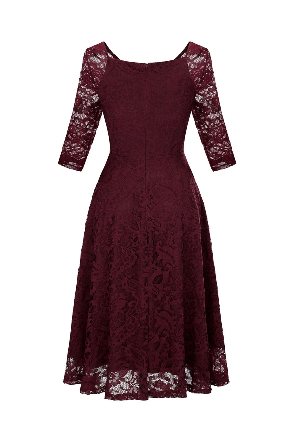 Blush V-Neck 3/4 Mangas Vestido de festa de renda