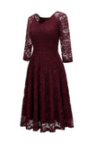 Blush V-Neck 3/4 Mangas Vestido de festa de renda