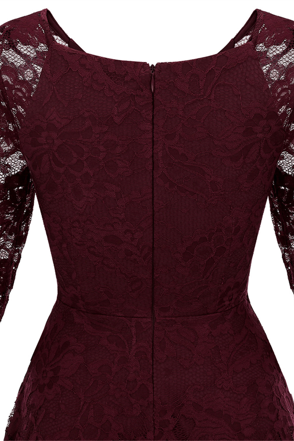 Blush V-Neck 3/4 Mangas Vestido de festa de renda