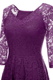 Champagne 3/4 Mangas Vestido de festa de renda