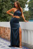 Dois pedaços Vestido De Formatura Azul
