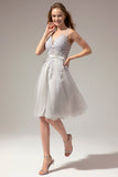 Vestido de renda prateado