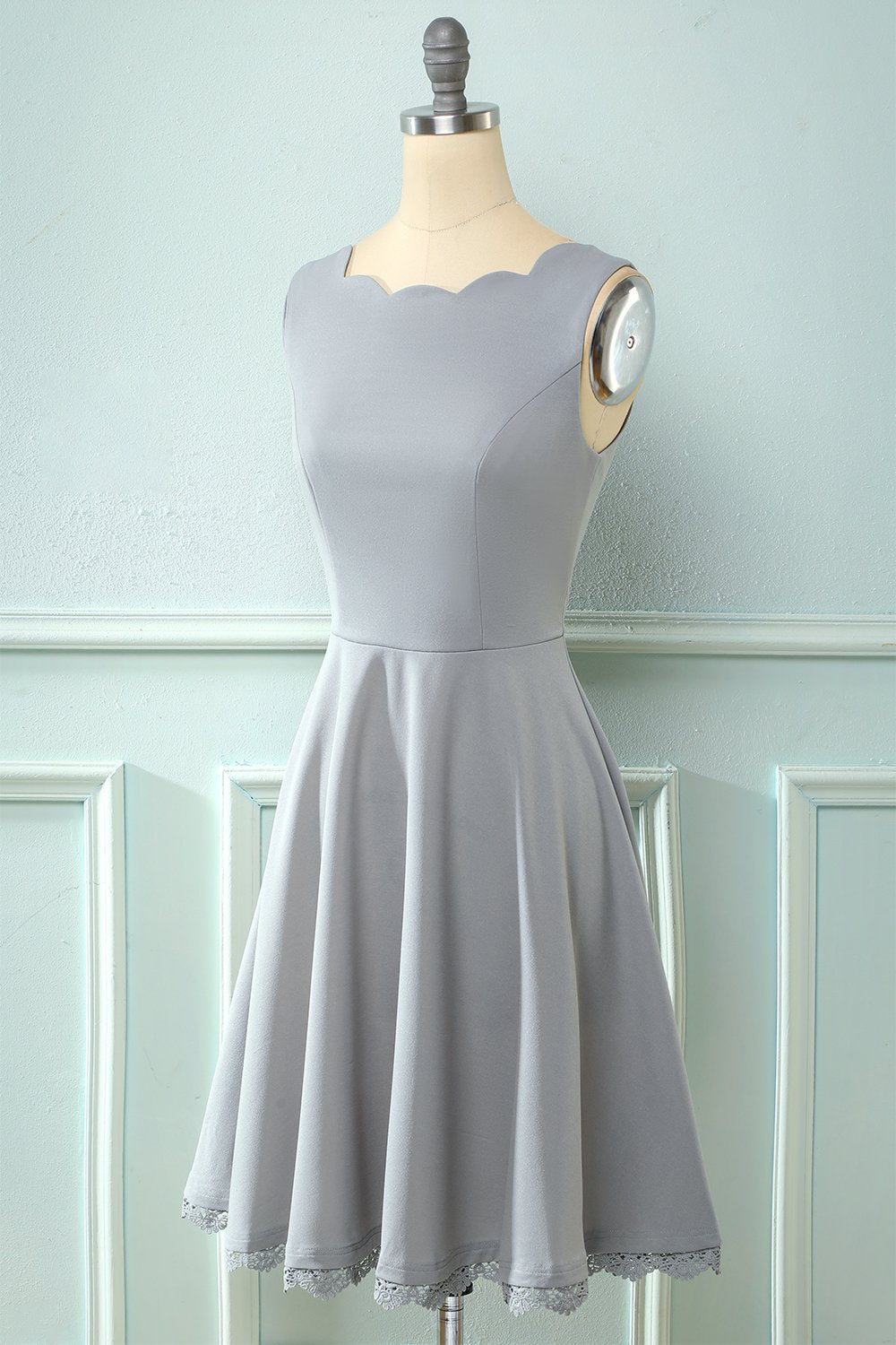 Vestido amarelo vintage de 1950 com renda oca