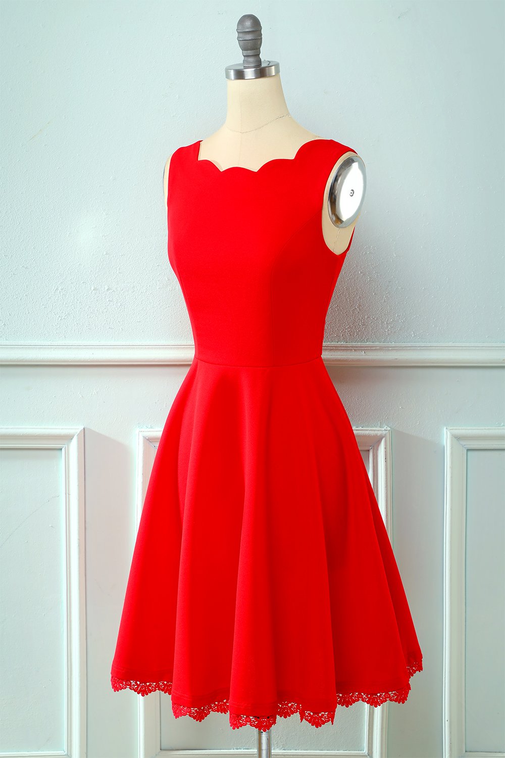 Vestido amarelo vintage de 1950 com renda oca
