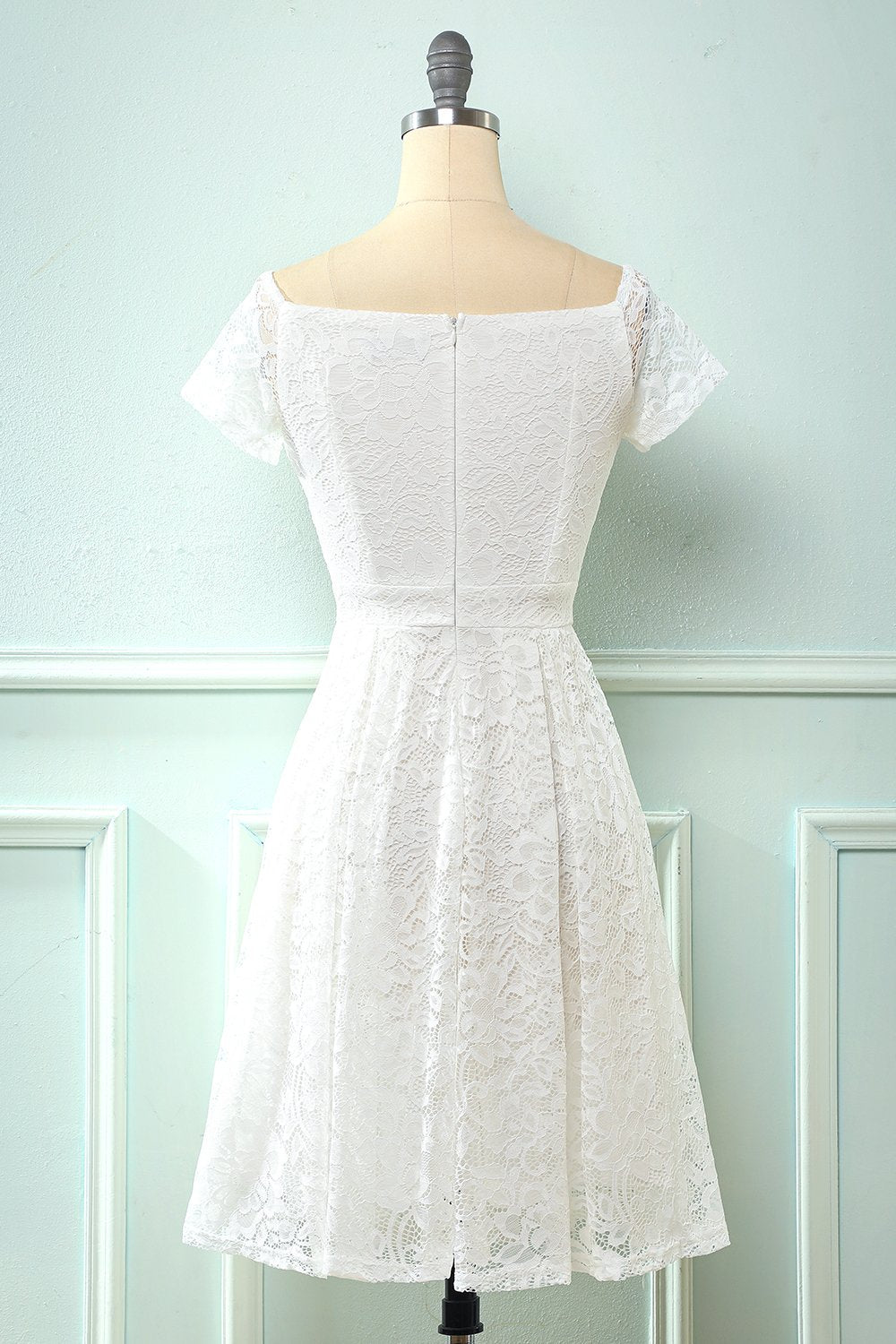Branco fora do vestido de festa de renda de ombro