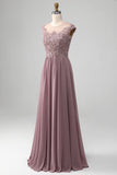 Crepúsculo A-line frisado Chiffon pescoço redondo maxi mãe do vestido da noiva