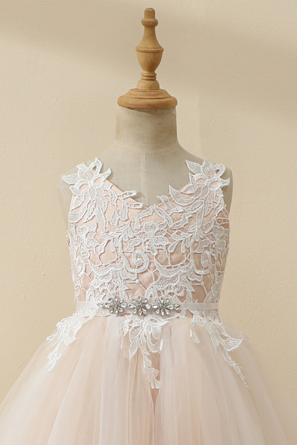 Vestido de menina de flor de tule de champanhe de champanhe