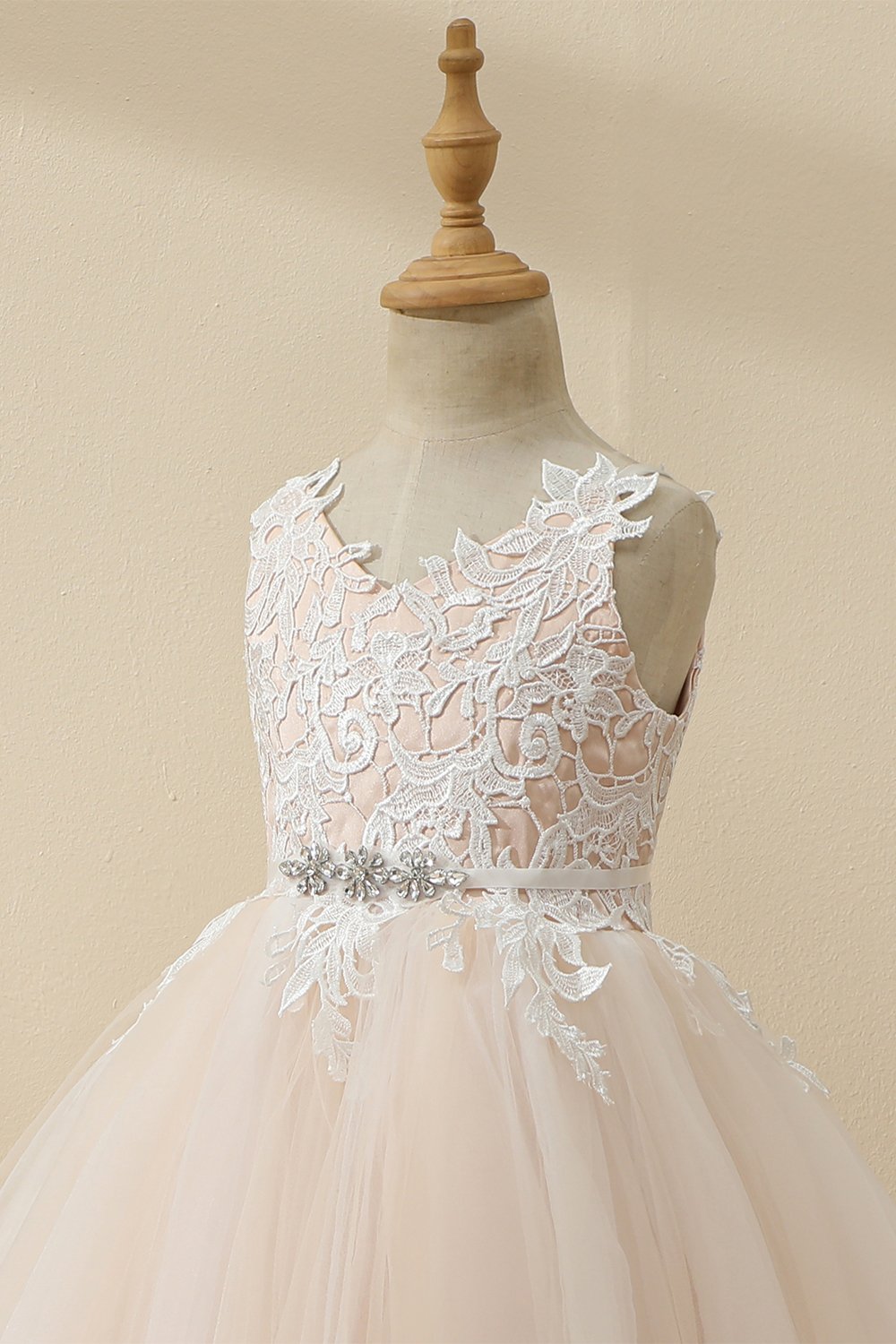 Vestido de menina de flor de tule de champanhe de champanhe
