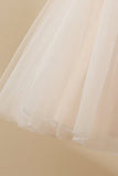 Vestido de menina de flor de tule de champanhe de champanhe