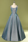 Brilho azul aberto volta longo vestido de baile