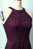 Púrpura Vestido de Renda Midi
