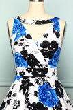 1950 Vestido Floral com decote em V