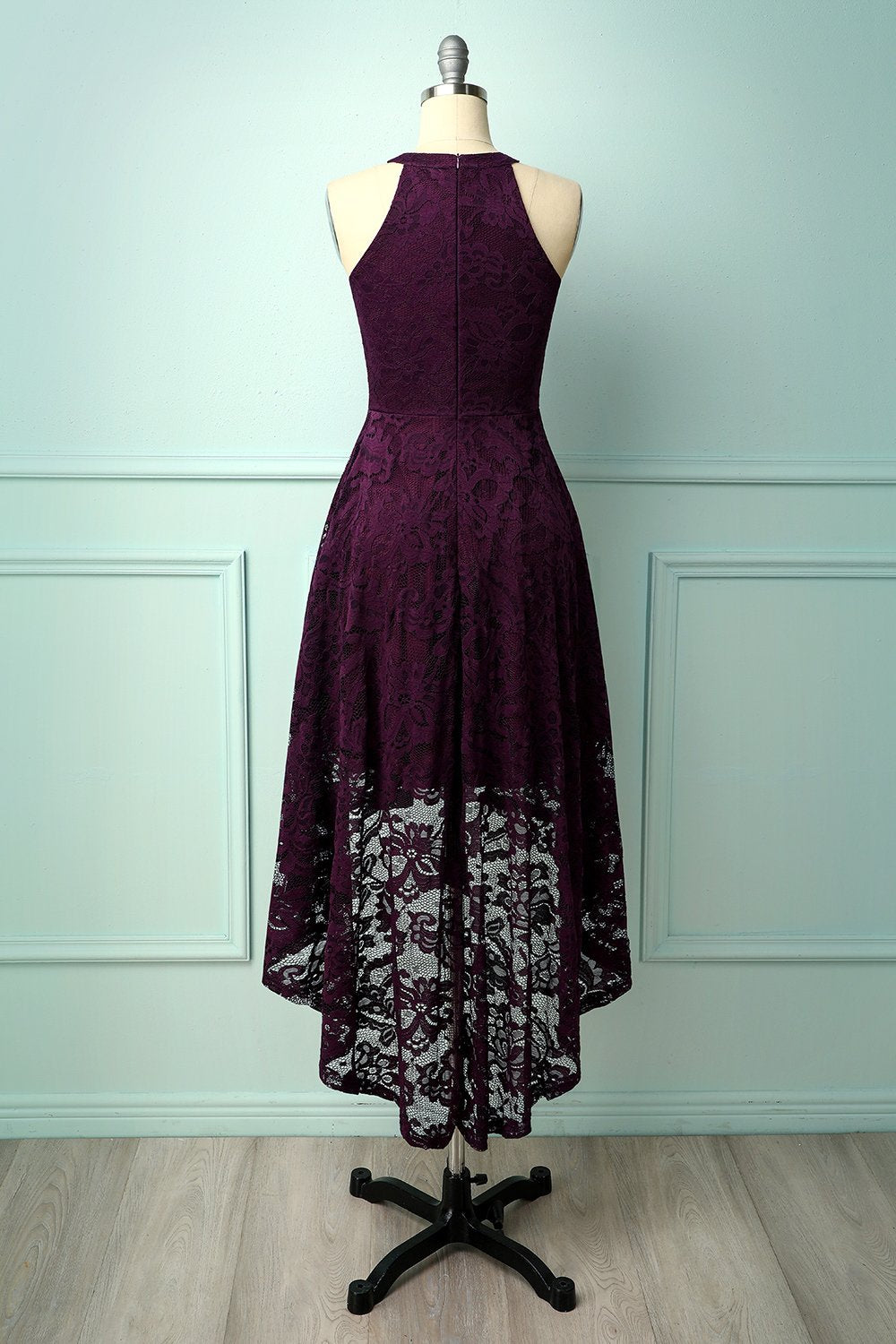Púrpura Vestido de Renda Midi