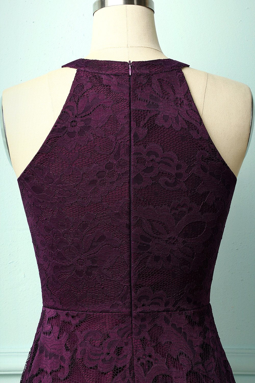 Púrpura Vestido de Renda Midi