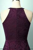 Púrpura Vestido de Renda Midi