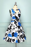 1950 Vestido Floral com decote em V