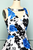 1950 Vestido Floral com decote em V