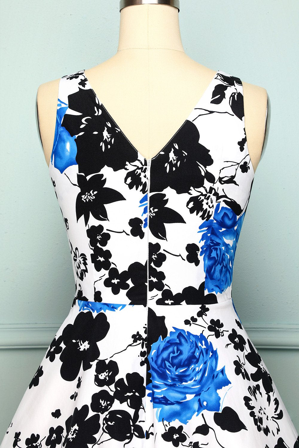 1950 Vestido Floral com decote em V