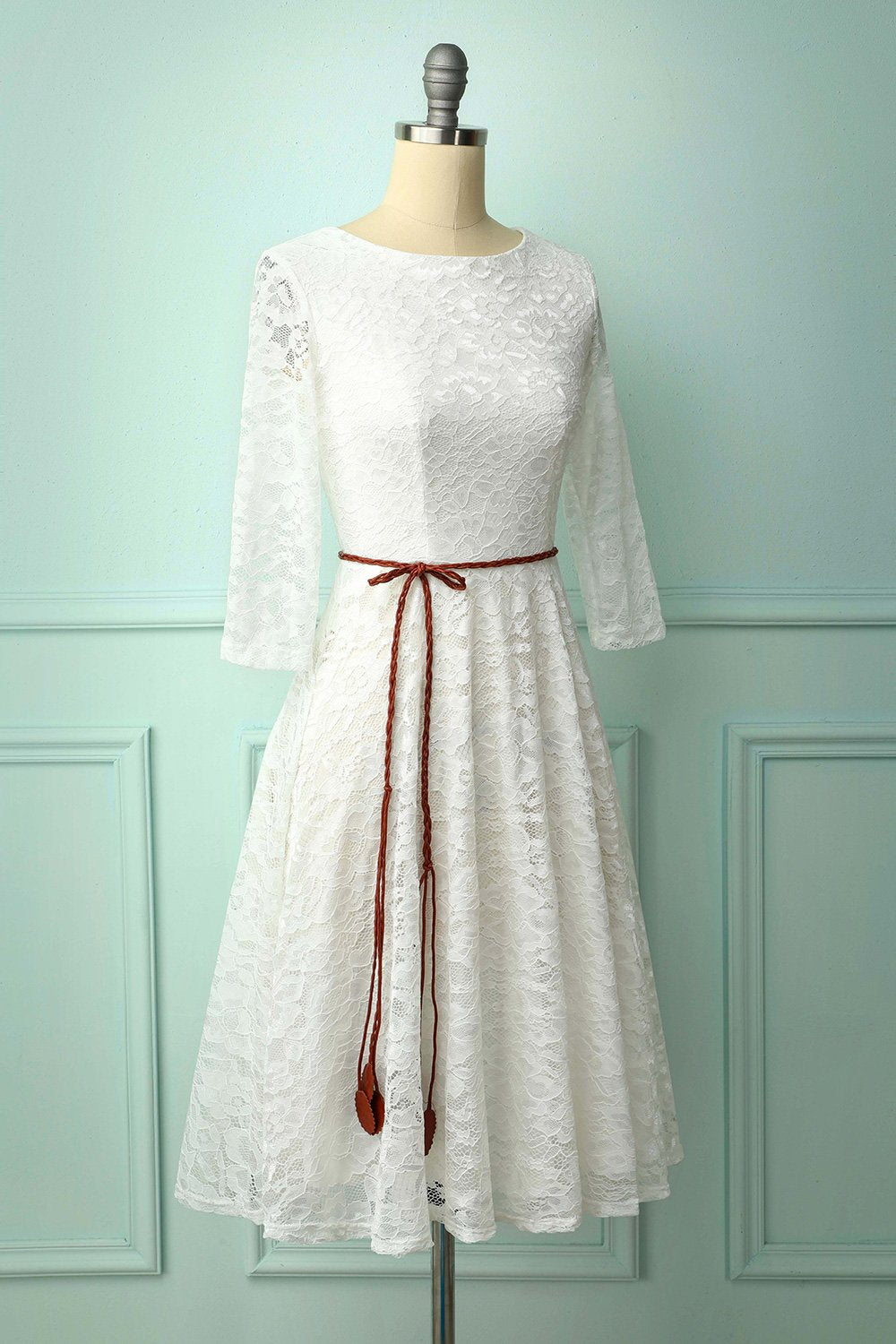 Vestido Midi de Renda Branca