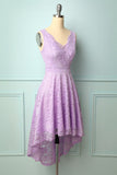 Vestido de renda com decote em v de lavanda