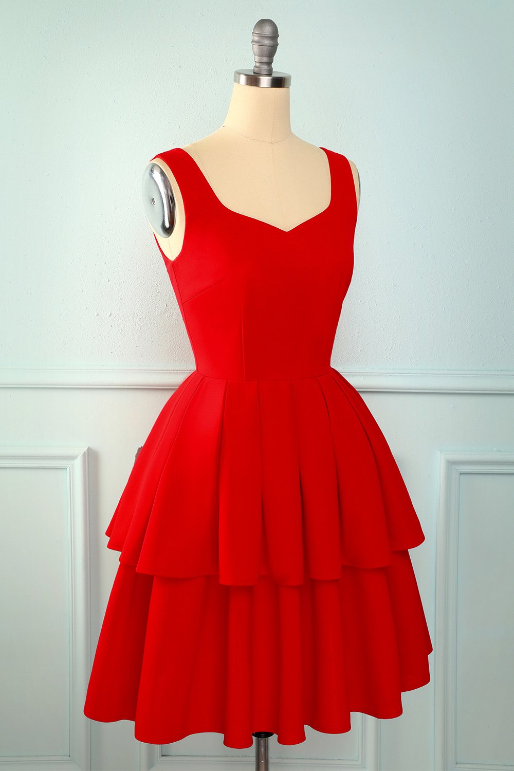 Vestido em camadas vermelho
