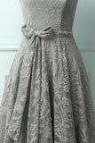 Vestido Midi de Renda Cinza