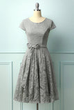 Vestido Midi de Renda Cinza