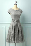 Vestido Midi de Renda Cinza