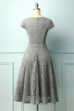 Vestido Midi de Renda Cinza