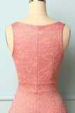 Vestido de renda com decote em v blush