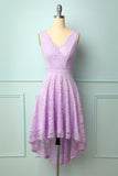 Vestido de renda com decote em v de lavanda