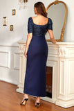 Marinha Mãe do Vestido de Noiva com Fenda