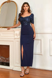 Marinha Mãe do Vestido de Noiva com Fenda