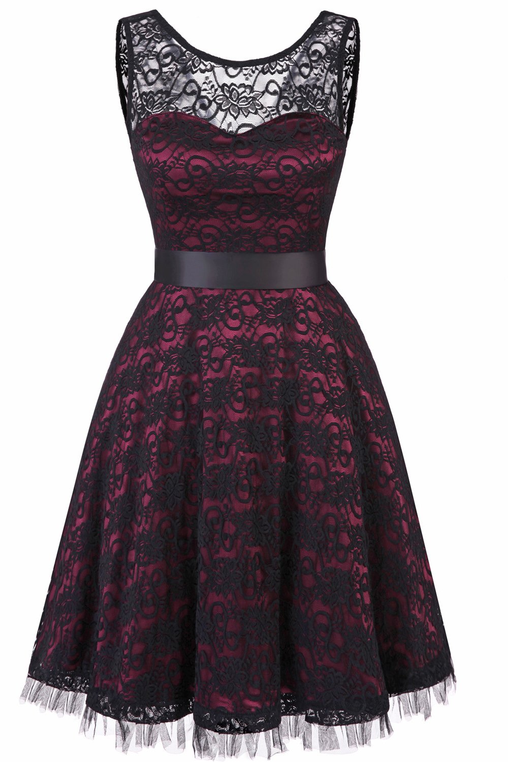 Vintage elegante vestido de renda verde escuro