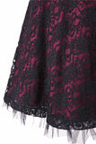 Vintage elegante vestido de renda verde escuro