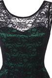 Vintage elegante vestido de renda verde escuro