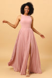 Rosa Vestido de Dama de Honra Sem Mangas