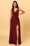 Vestido de Dama de Honra Borgonha Sem Mangas