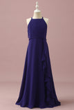 Vestido Dama de Honra Júnior Halter Roxo Chiffon
