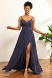 Vestido de dama de honra azul empoeirado