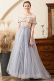Tule Cinza Vestido Mãe de Noiva