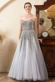Vestido Mãe de Noiva Cinza A-Line