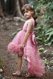 Blush high low flower girl dress com flores