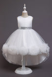 Blush high low flower girl dress com flores
