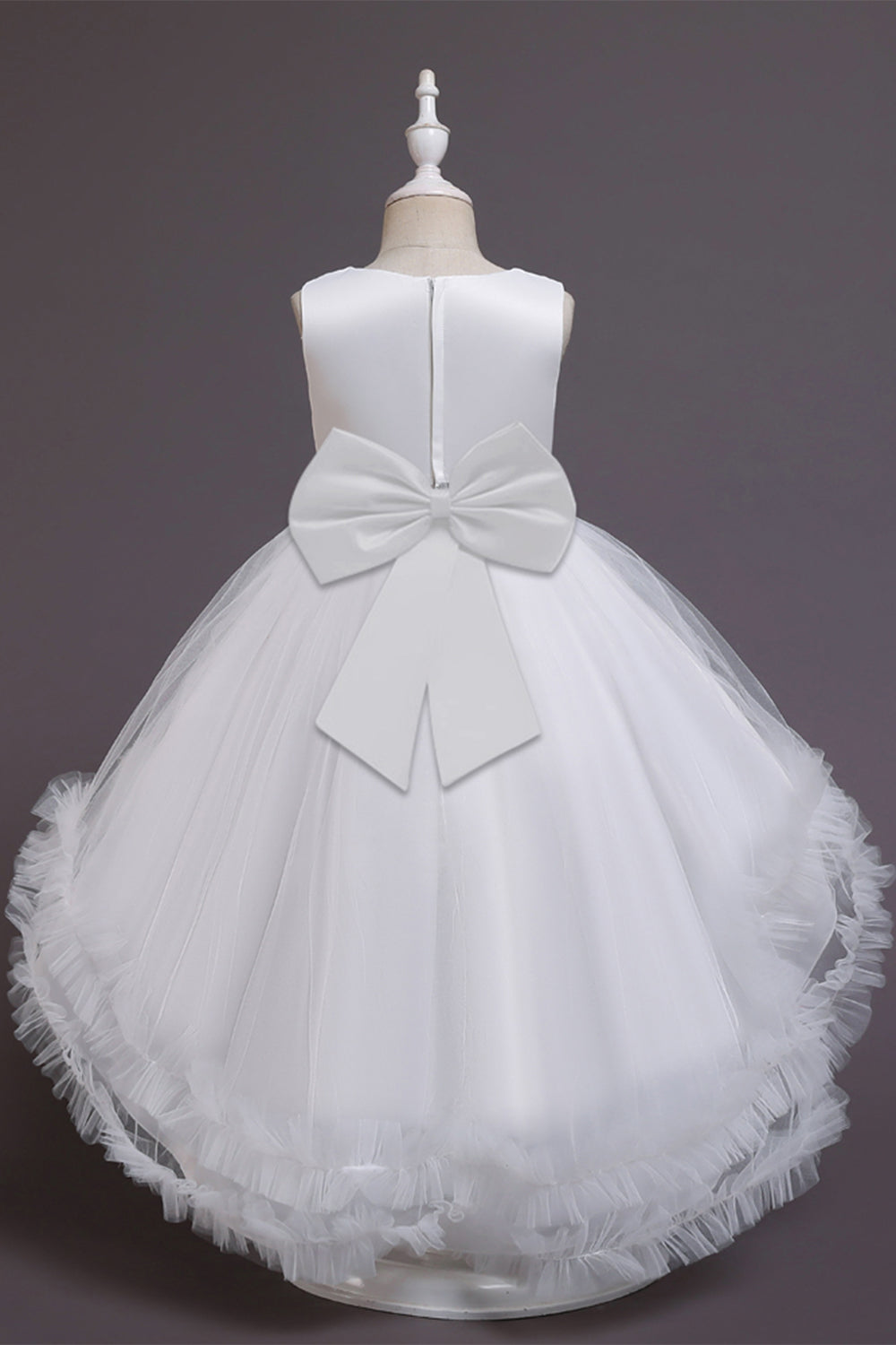 Blush high low flower girl dress com flores