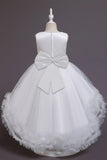 Blush high low flower girl dress com flores