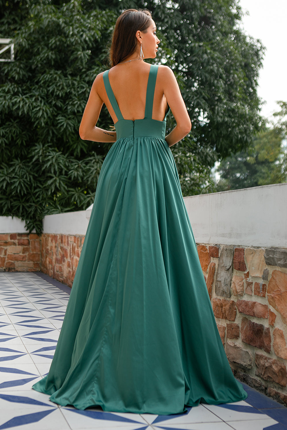 Verde Compridos Vestido Cerimonia