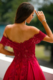 Vermelho fora do ombro Vestidos de Cerimónia