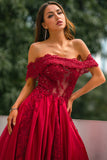 Vermelho fora do ombro Vestidos de Cerimónia